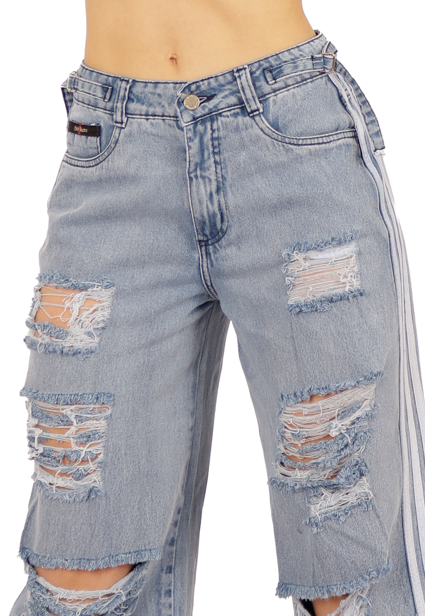 JEANS ALGODÓN RECTO MUJER DIRTY JEANS CELESTE JE3721C - 3