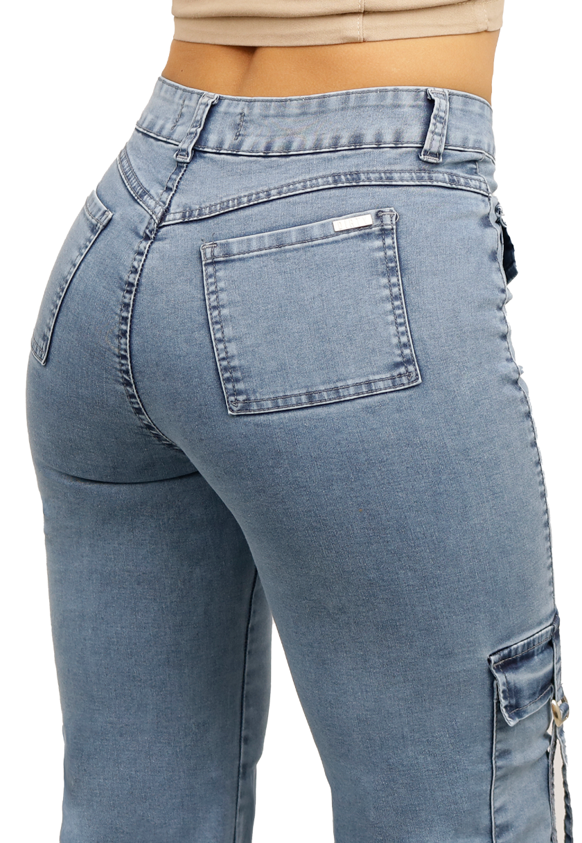 JEANS ALGODÓN FLARE MUJER DIRTY JEANS CELESTE JE3743C - 3