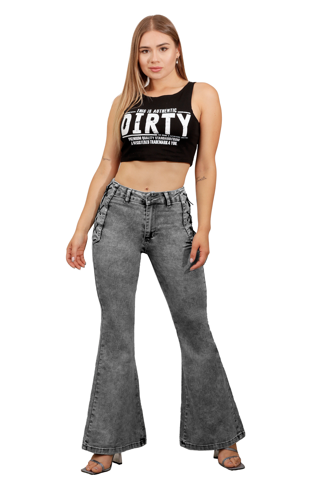 JEANS FLARE GRIS MUJER JE3510GC - 1