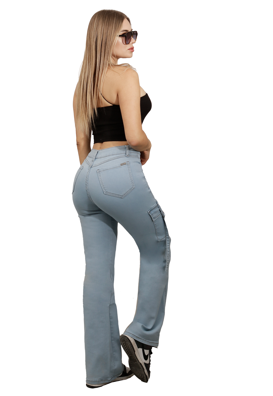 JEAN LARGO ALGODÓN MUJER DIRTY JEANS CELESTE CARGO JE3278C2B - 2