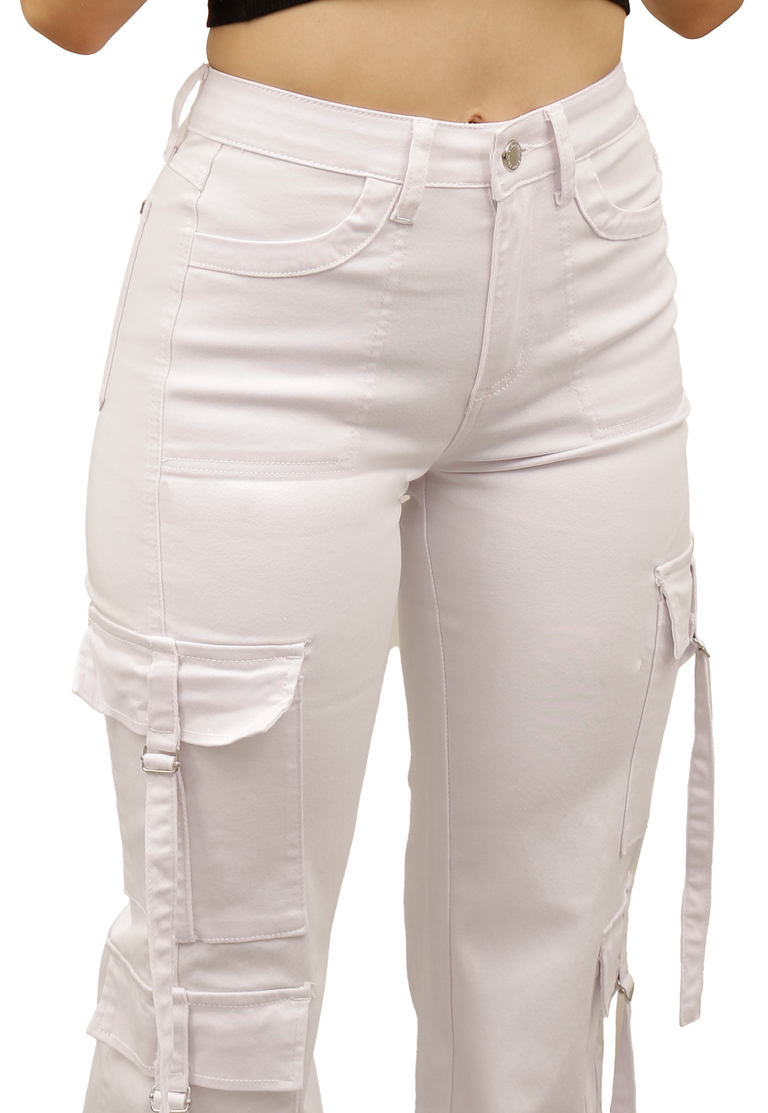 JEAN LARGO ALGODÓN MUJER DIRTY JEANS BLANCO CARGO JE3278BL 4B - 3