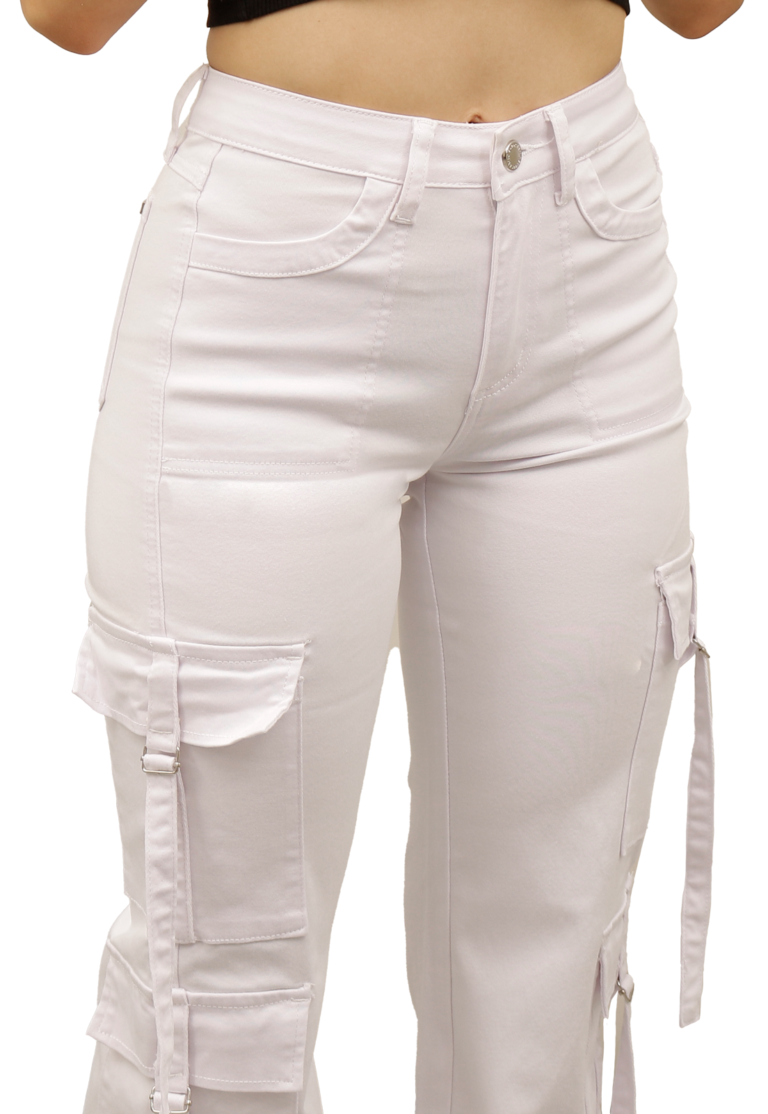 JEAN LARGO ALGODÓN MUJER DIRTY JEANS BLANCO CARGO JE3278BL 4B - 3