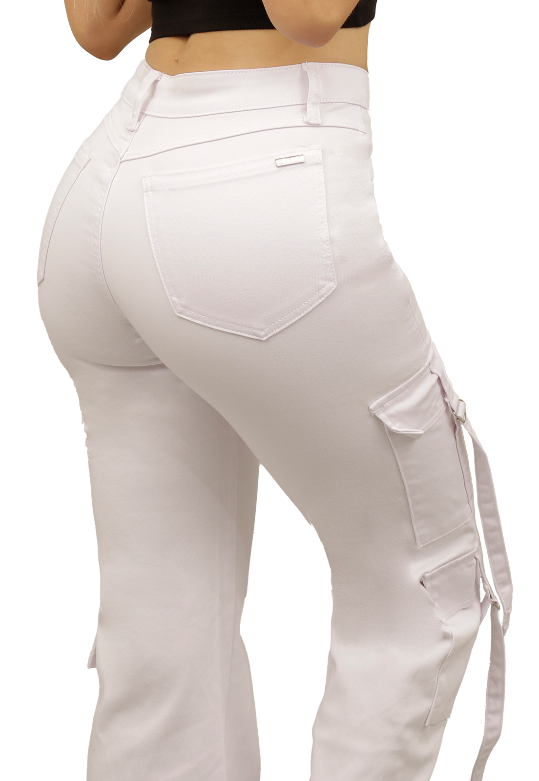 JEAN LARGO ALGODÓN MUJER DIRTY JEANS BLANCO CARGO JE3278BL 4B - 4