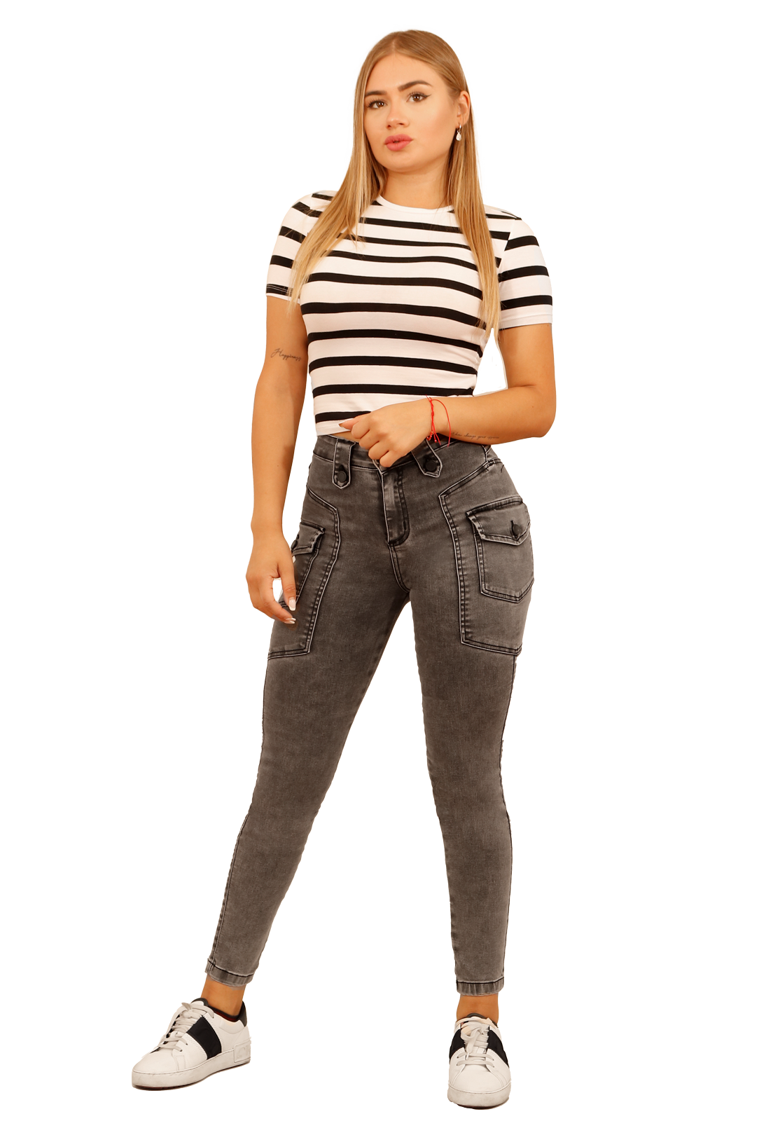JEAN LARGO ALGODÓN MUJER DIRTY JEANS GRIS CLARO JE3902GC - 1