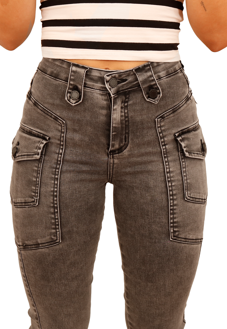 JEAN LARGO ALGODÓN MUJER DIRTY JEANS GRIS CLARO JE3902GC - 3