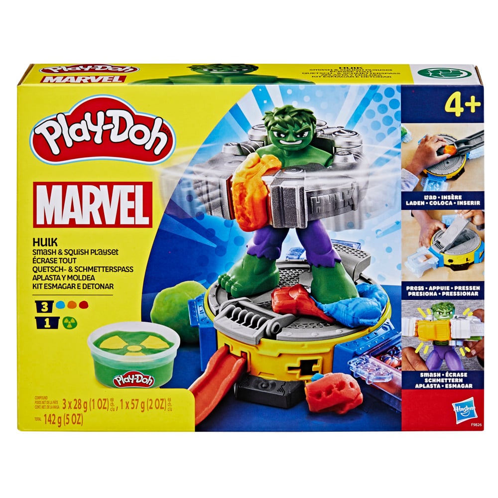 MASAS Y PLASTILINAS PLAY-DOH MARVEL SET DE JUEGO HULK APLASTA Y MOLDEA - 1