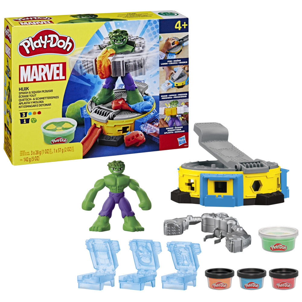 MASAS Y PLASTILINAS PLAY-DOH MARVEL SET DE JUEGO HULK APLASTA Y MOLDEA - 3