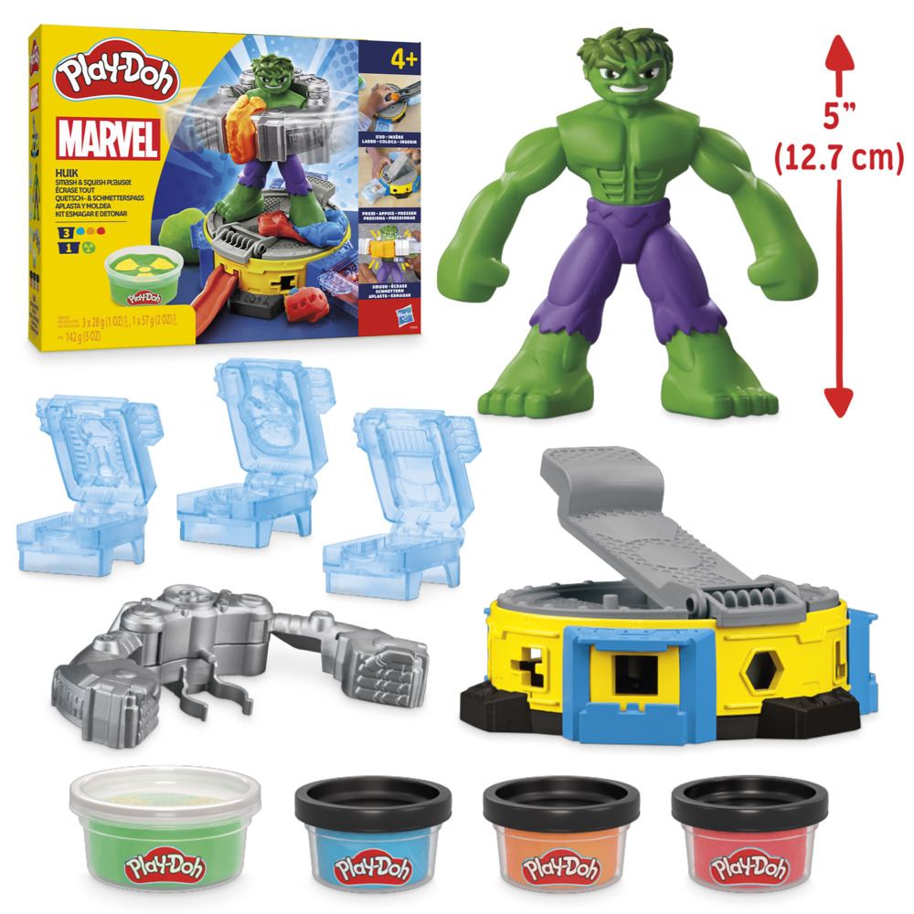 MASAS Y PLASTILINAS PLAY-DOH MARVEL SET DE JUEGO HULK APLASTA Y MOLDEA - 5