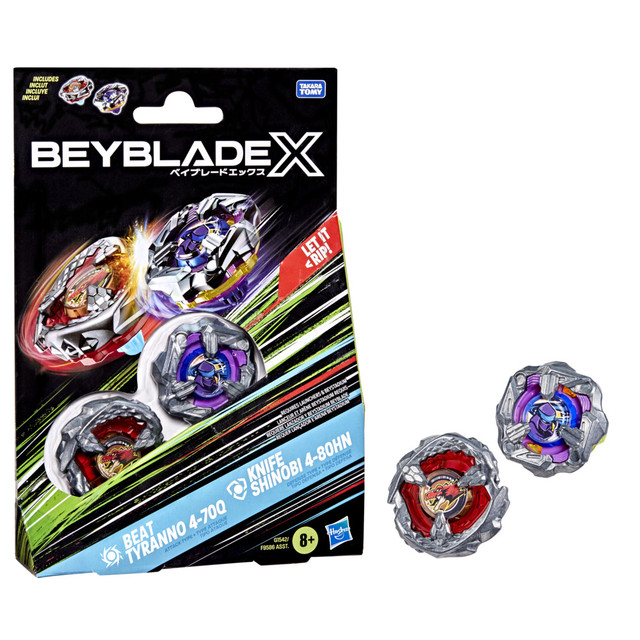 TROMPO BEYBLADE X PACK DOBLE BEAT TYRANNO 4-70Q Y KNIFE SHINOBI 4-80HN - 3