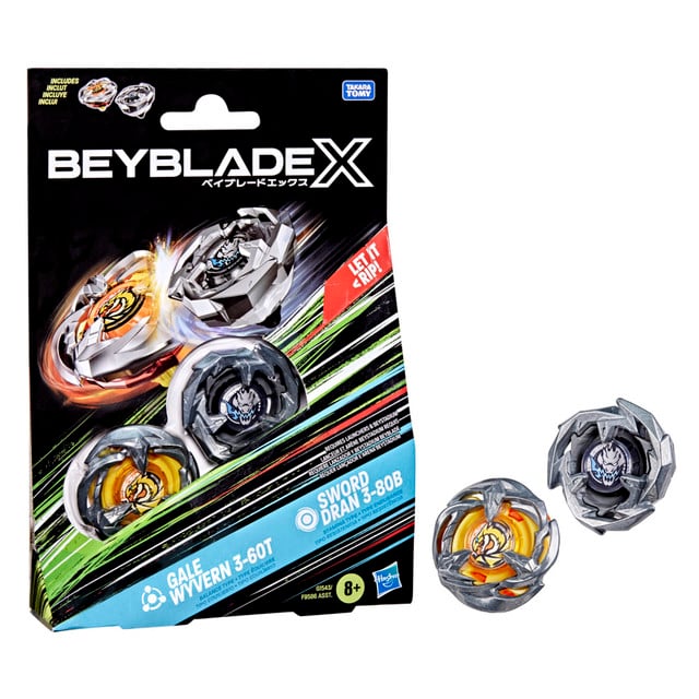 TROMPO BEYBLADE X PACK DOBLE GALE WYVERN 3-60T Y SWORD DRAN 3-80B - 3