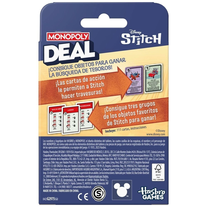 JUEGO DE MESA MONOPOLY DEAL EDICION DISNEY STITCH - 4