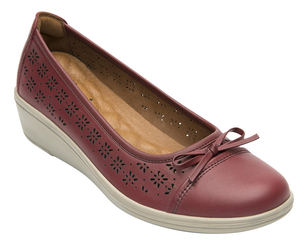 ZAPATO FLEXI MUJER CUERO CASTAÑA ROJO - 1
