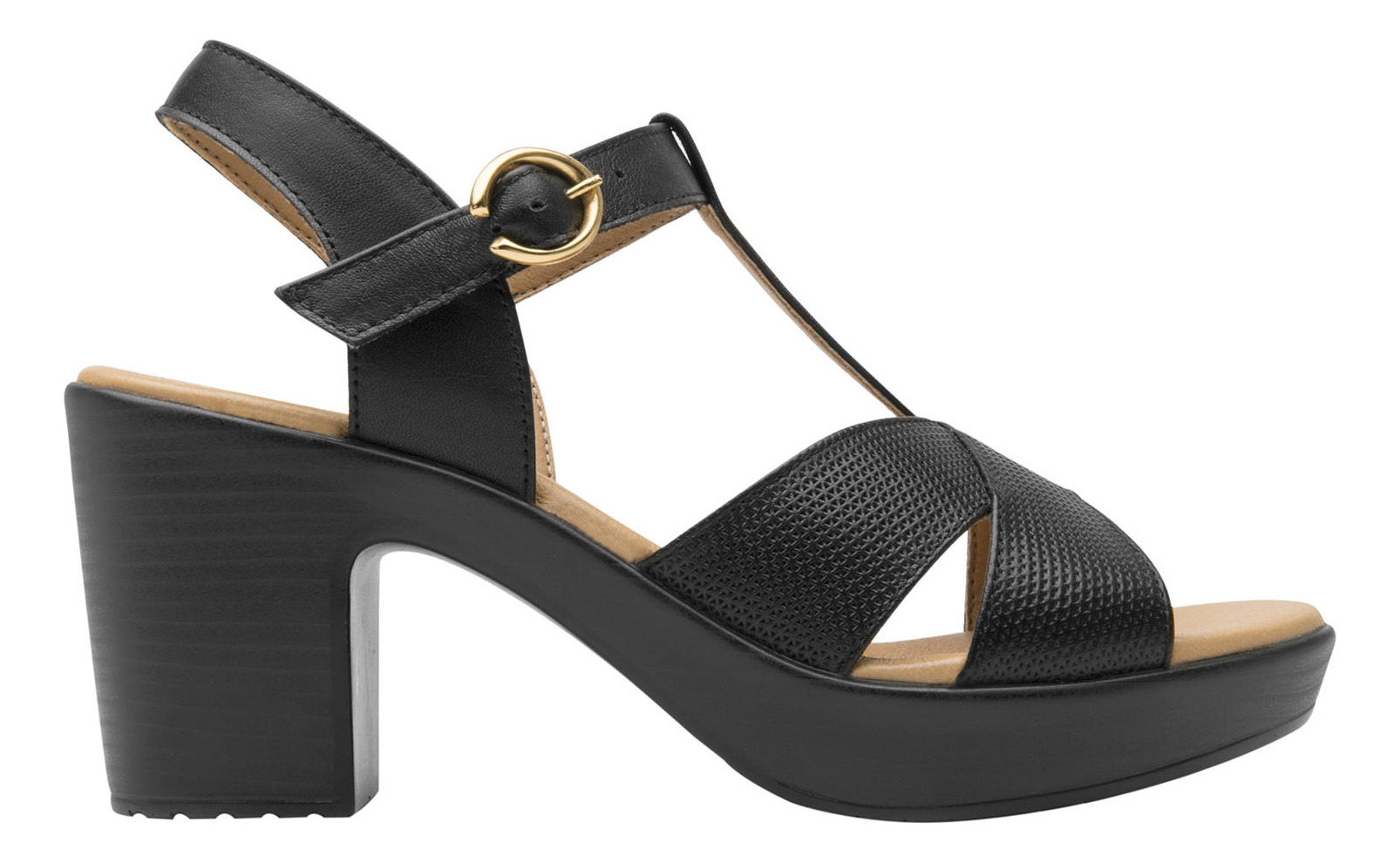 SANDALIAS MUJER FLEXI CUERO NEGRO LORY - 1