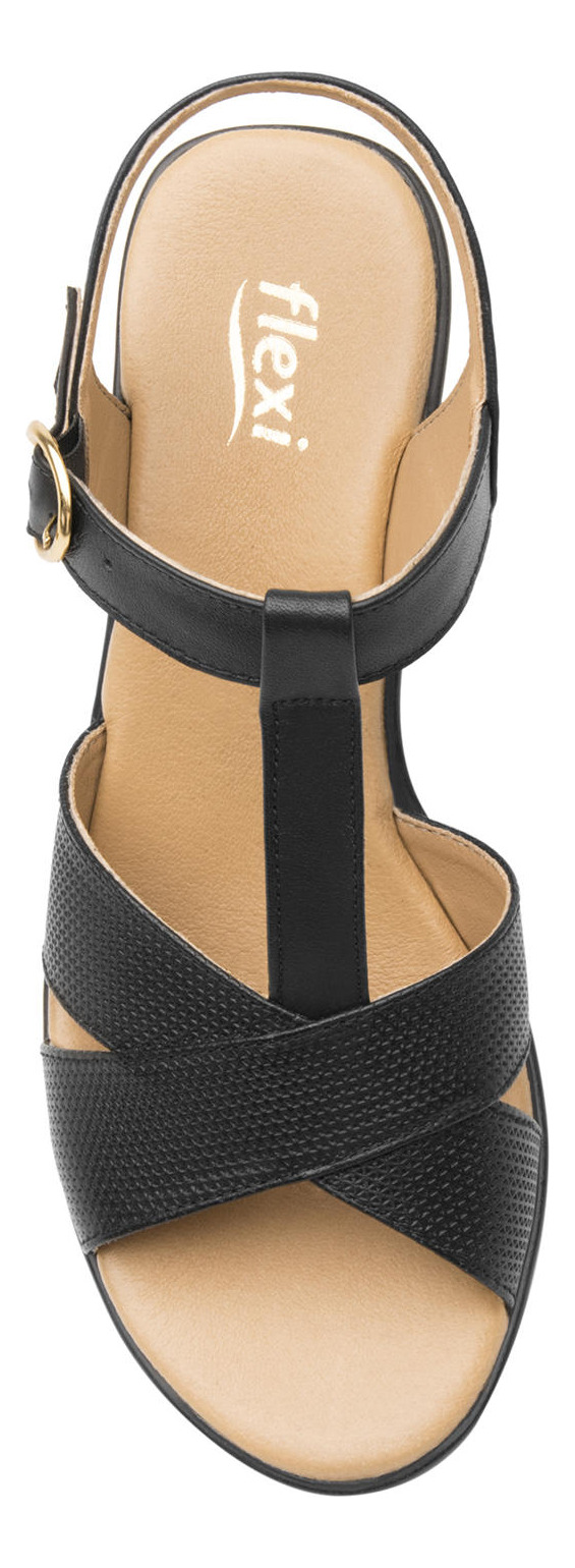 SANDALIAS MUJER FLEXI CUERO NEGRO LORY - 6