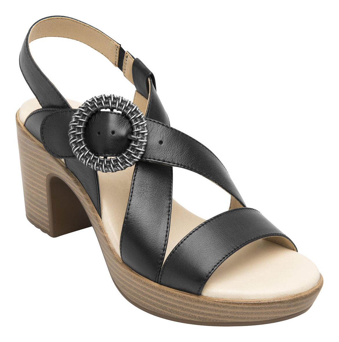 SANDALIAS MUJER FLEXI CUERO NEGRO LORY - 2