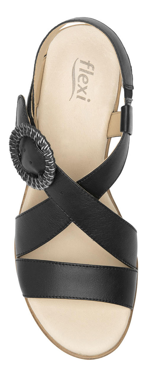 SANDALIAS MUJER FLEXI CUERO NEGRO LORY - 5