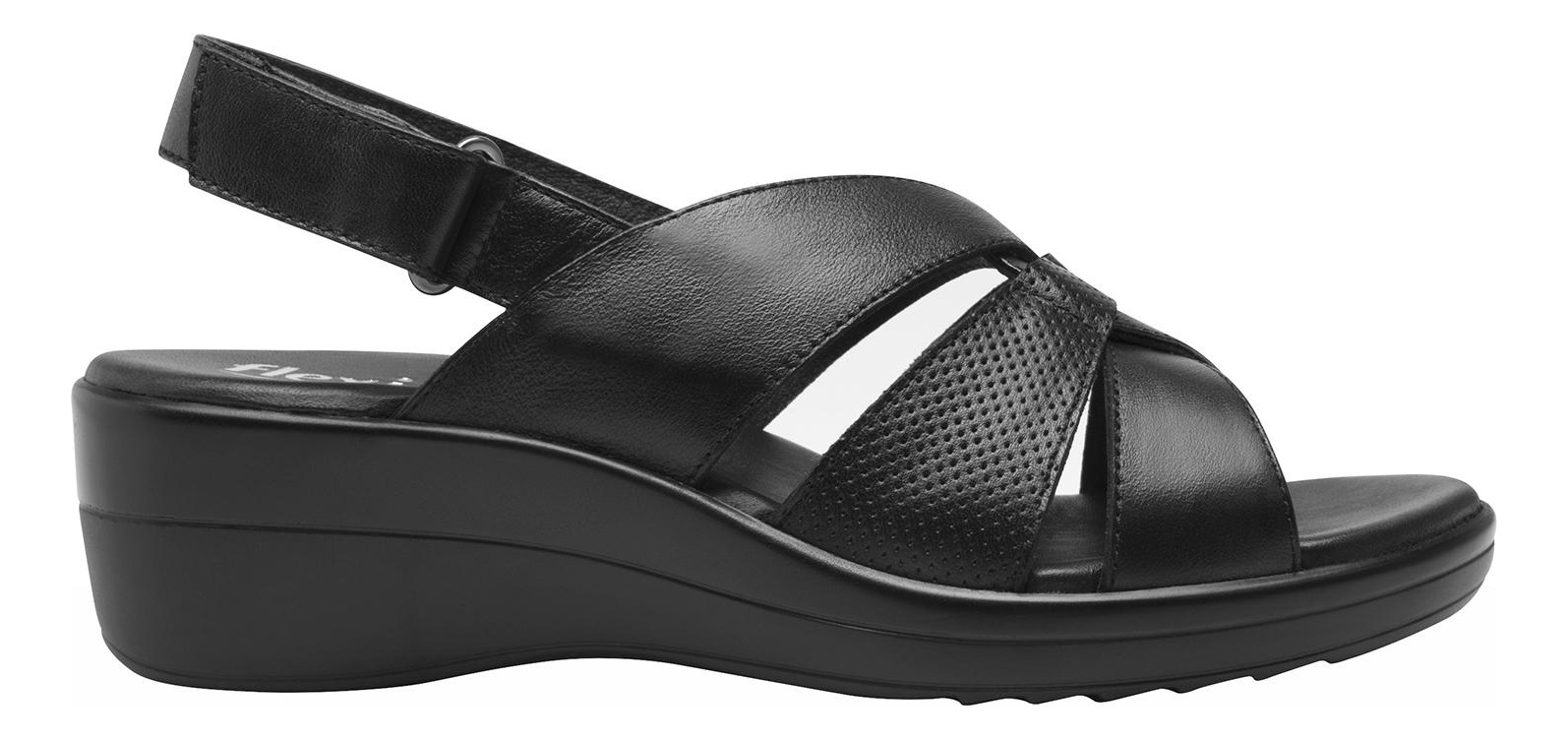 SANDALIAS MUJER FLEXI CUERO NEGRO AMAPOLA - 1