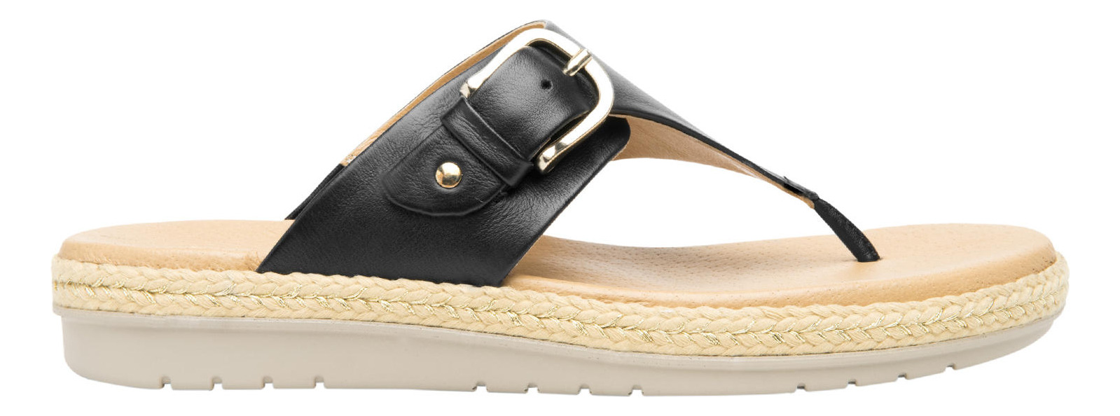 SANDALIAS MUJER FLEXI CUERO NEGRO PEONIA - 1