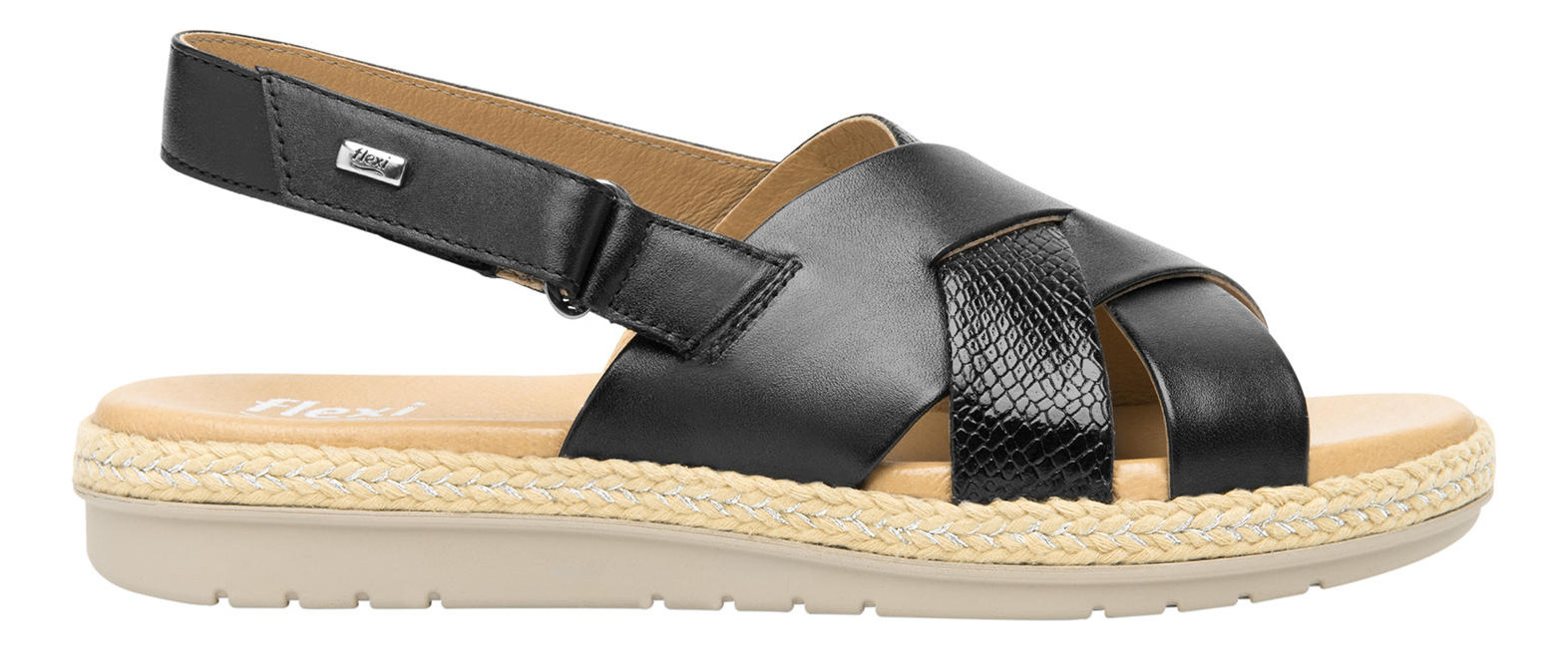 SANDALIAS MUJER FLEXI NEGRO CUERO PEONIA - 1