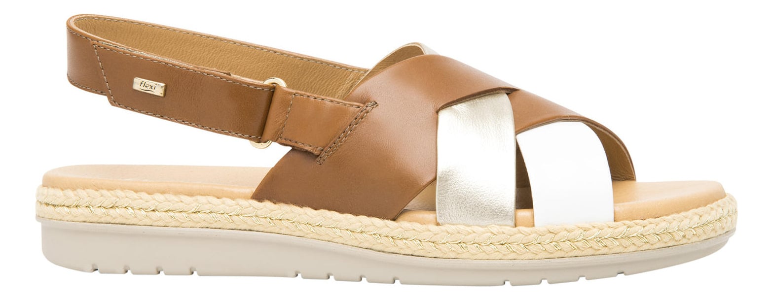 SANDALIAS MUJER FLEXI CUERO PEONIA CAFÉ - 1