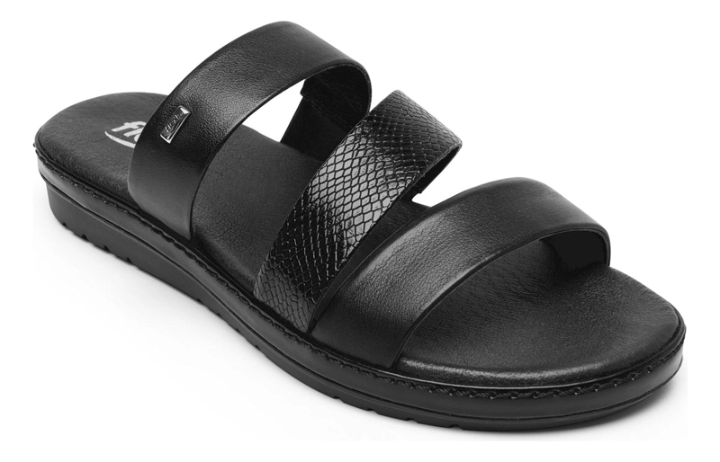 SANDALIAS MUJER FLEXI CUERO NEGRO PEONIA 100228 - 2
