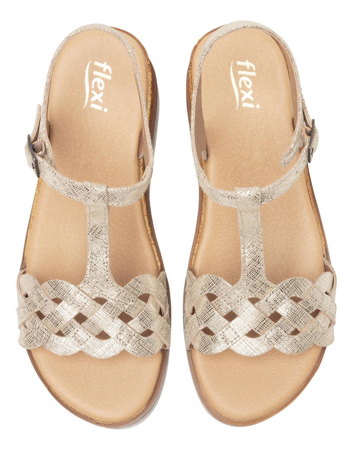 SANDALIAS MUJER FLEXI CUERO DORADO MANAUS 127703 - 6