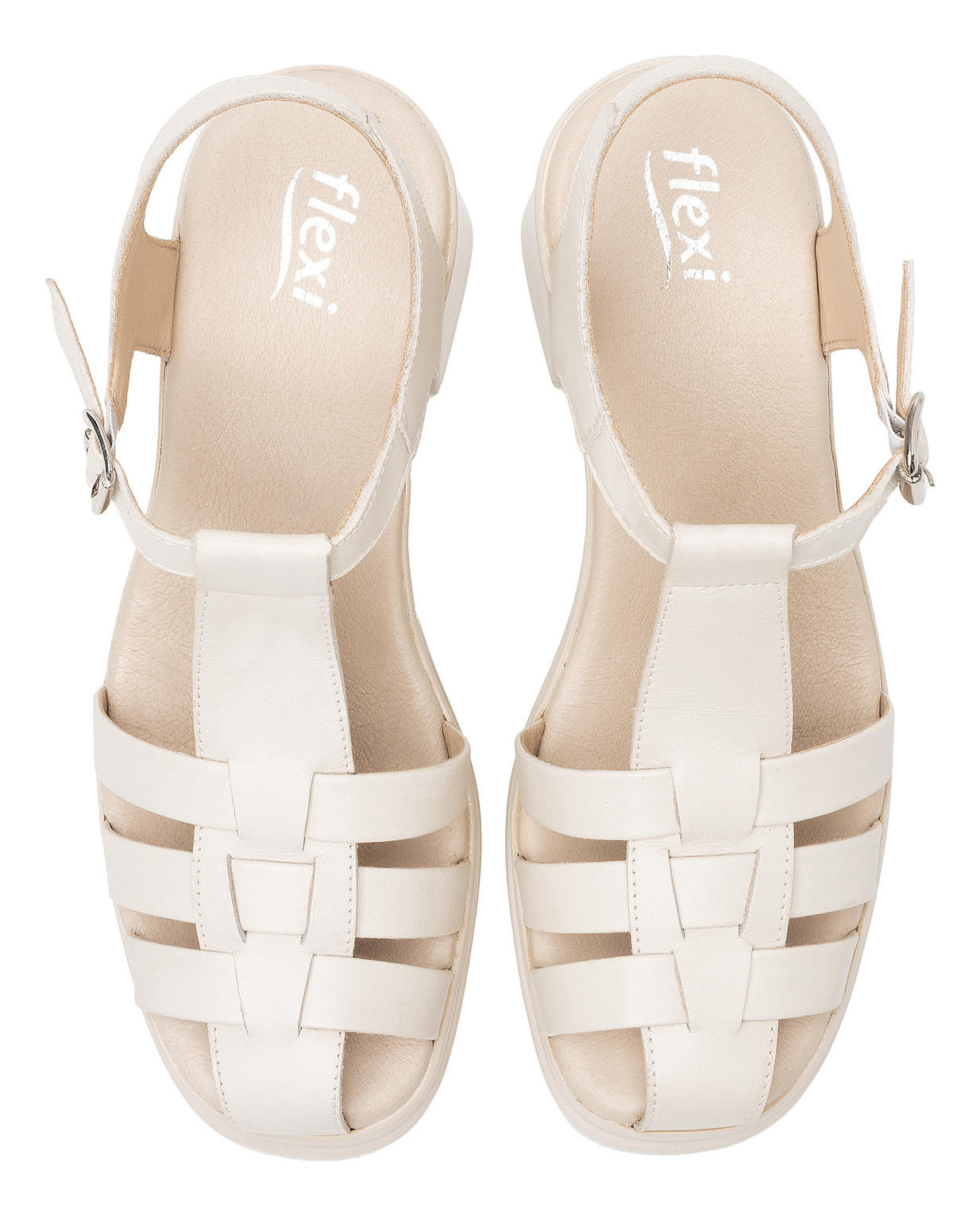 SANDALIAS MUJER FLEXI CUERO BLANCO ALGODÓN RORAIMA 127604 - 7