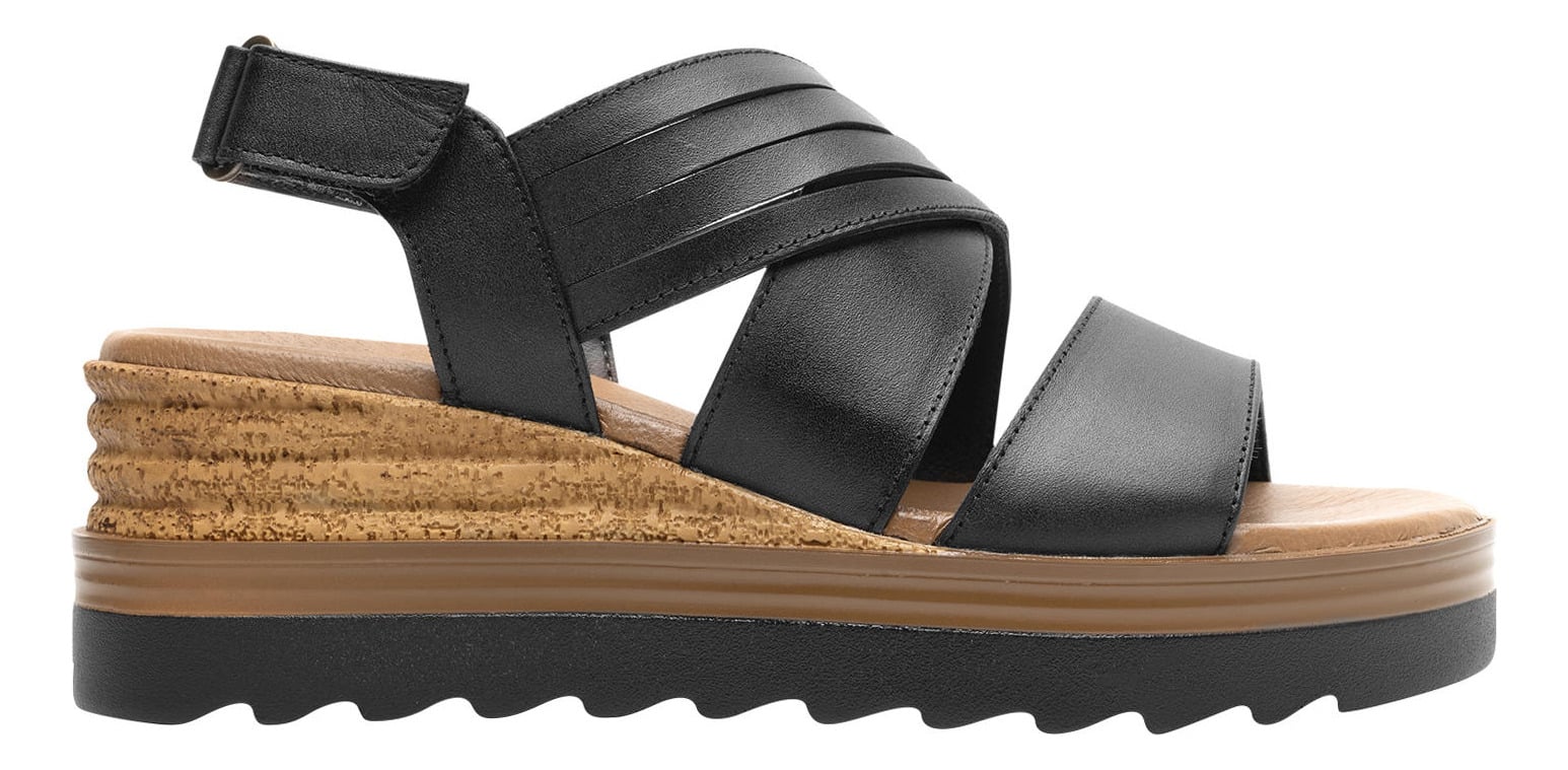 SANDALIAS MUJER FLEXI CUERO NEGRO MANAUS 127702 - 1