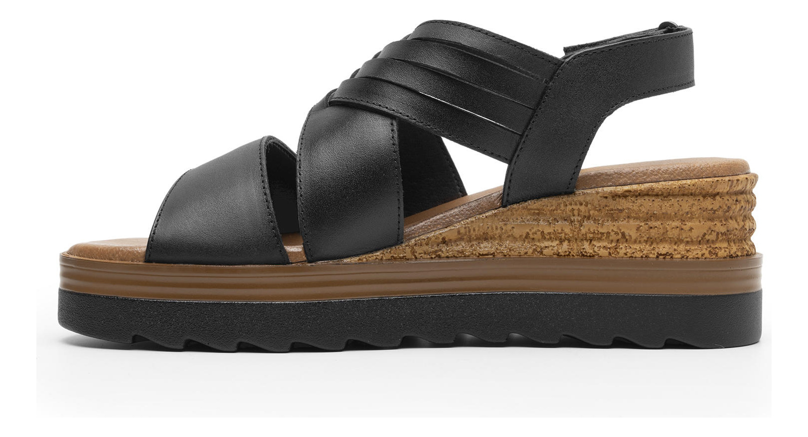 SANDALIAS MUJER FLEXI CUERO NEGRO MANAUS 127702 - 3