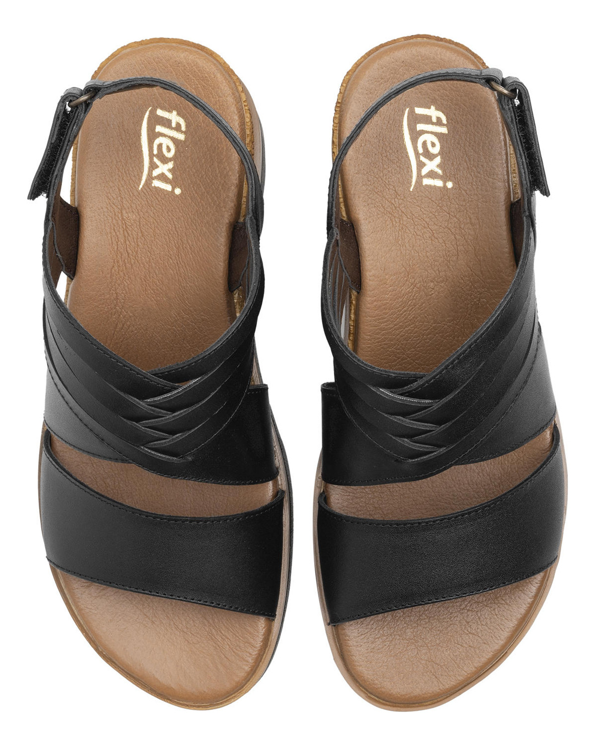 SANDALIAS MUJER FLEXI CUERO NEGRO MANAUS 127702 - 6