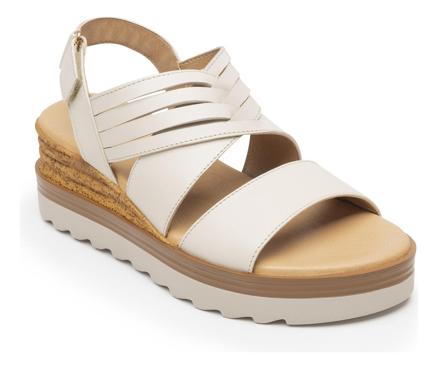 SANDALIAS MUJER FLEXI CUERO BLANCO ALGODÓN MANAUS 127702 - 2