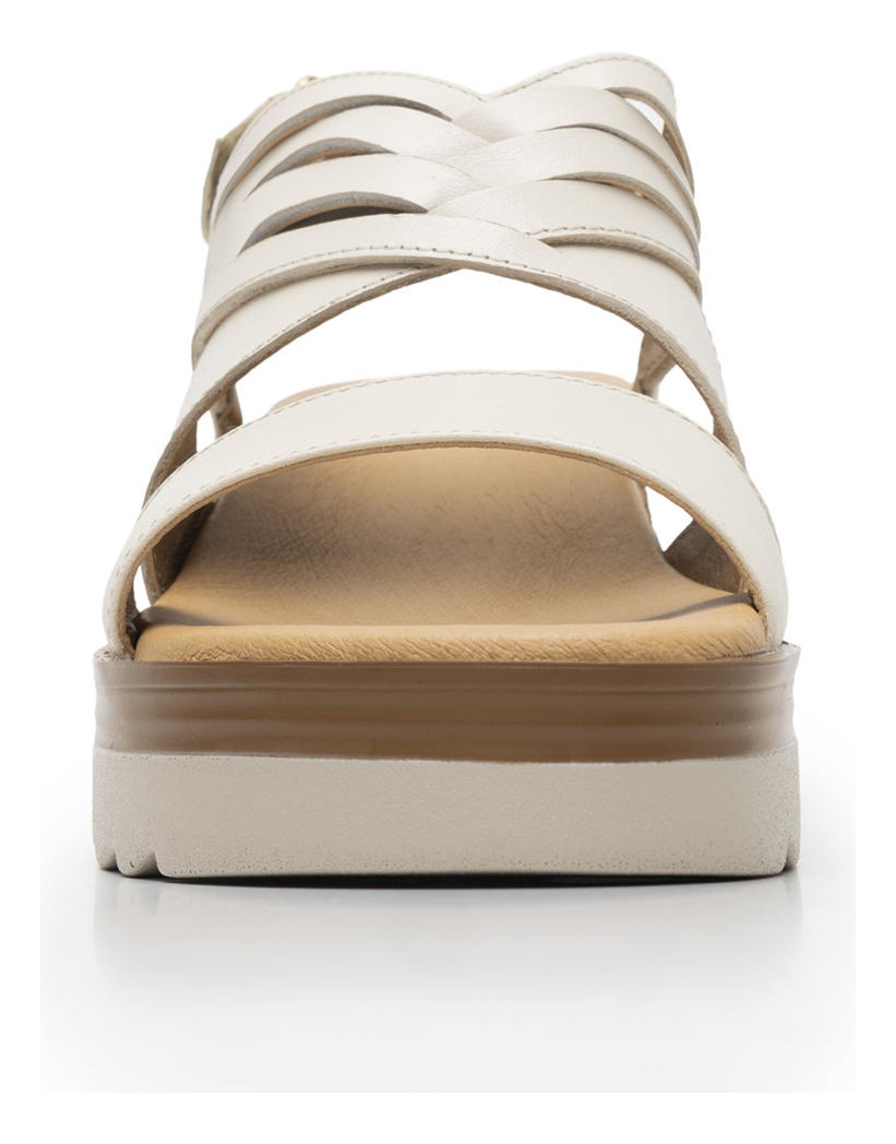 SANDALIAS MUJER FLEXI CUERO BLANCO ALGODÓN MANAUS 127702 - 4