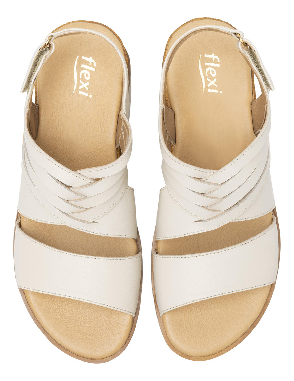 SANDALIAS MUJER FLEXI CUERO BLANCO ALGODÓN MANAUS 127702 - 6
