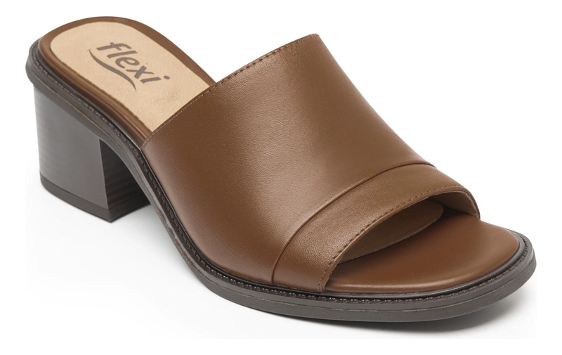 SANDALIAS MUJER FLEXI CUERO CAFÉ ITACARE 128403 - 2