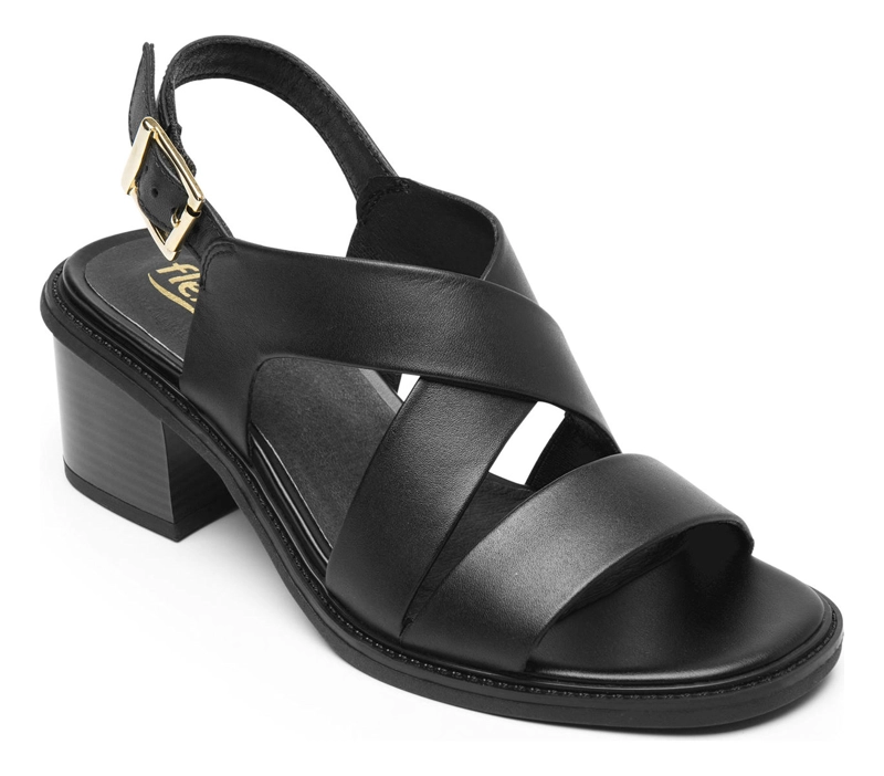SANDALIAS MUJER FLEXI CUERO NEGRO ITACARE 128404 - 2