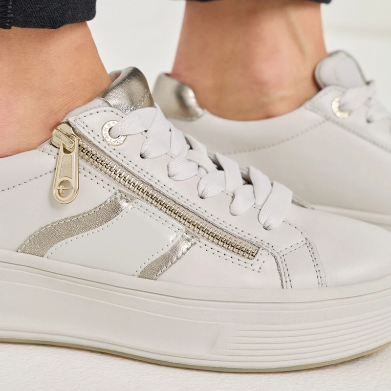 ZAPATILLA TAMARIS MUJER 83716-44 BLANCA Y  DORADO - 3