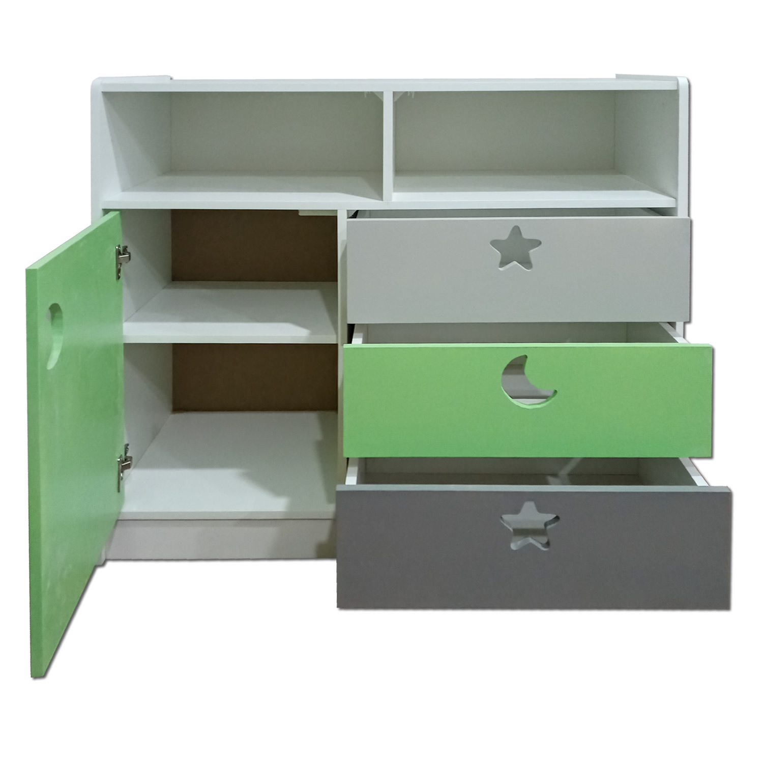 CÓMODA MUEBLES KIDS VERDE MANZANA MUDADOR GRIS - 2