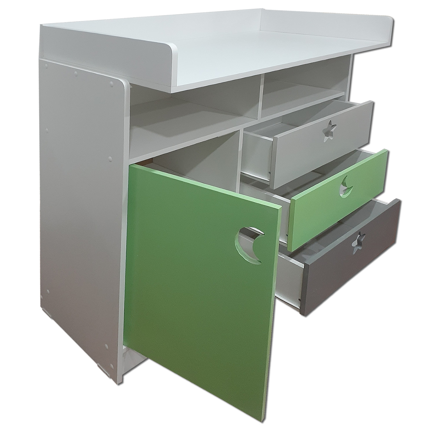 CÓMODA MUEBLES KIDS VERDE MANZANA MUDADOR GRIS - 3