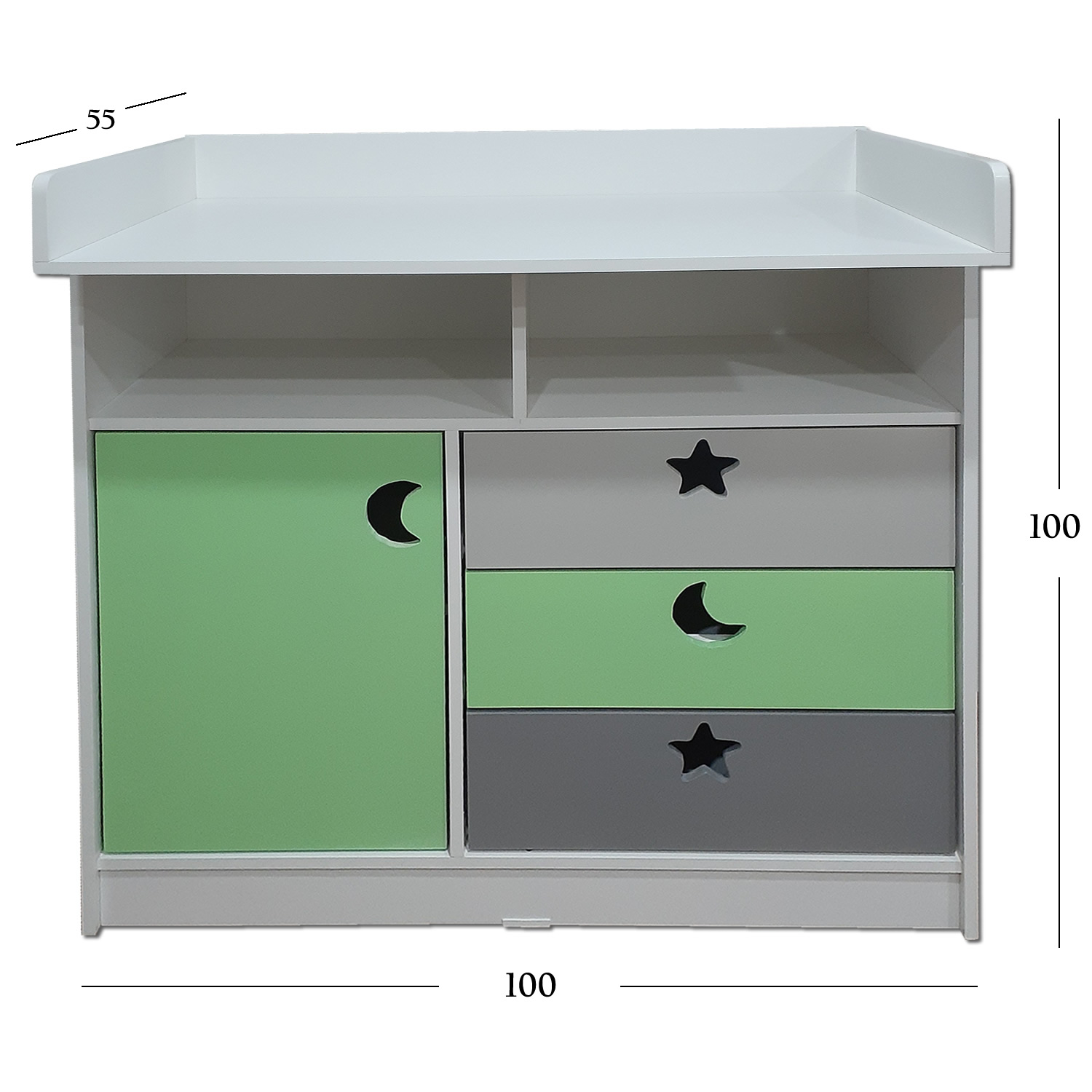 CÓMODA MUEBLES KIDS VERDE MANZANA MUDADOR GRIS - 4