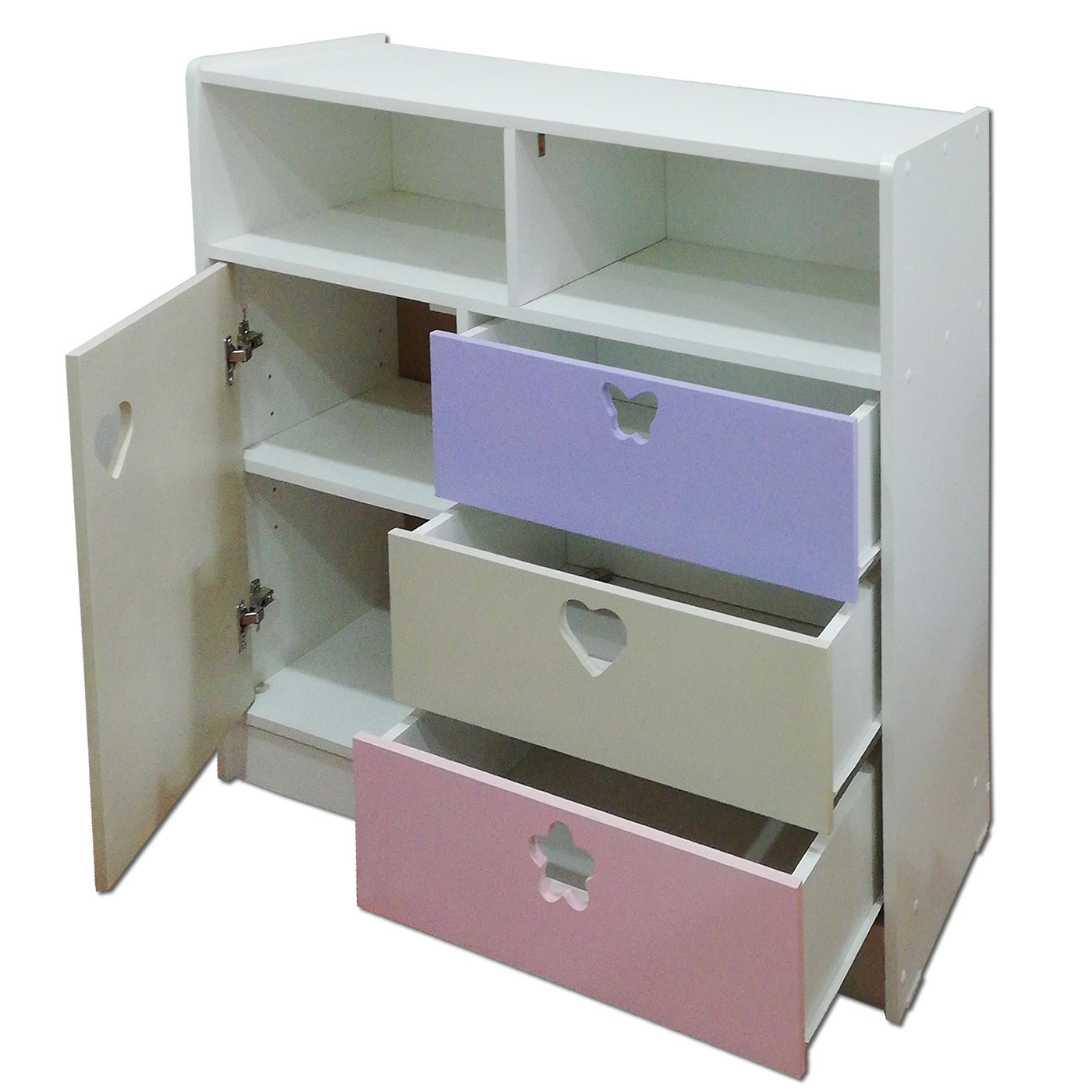 CÓMODA MUEBLES KIDS CREMA MUDADOR LILA ROSADO - 2