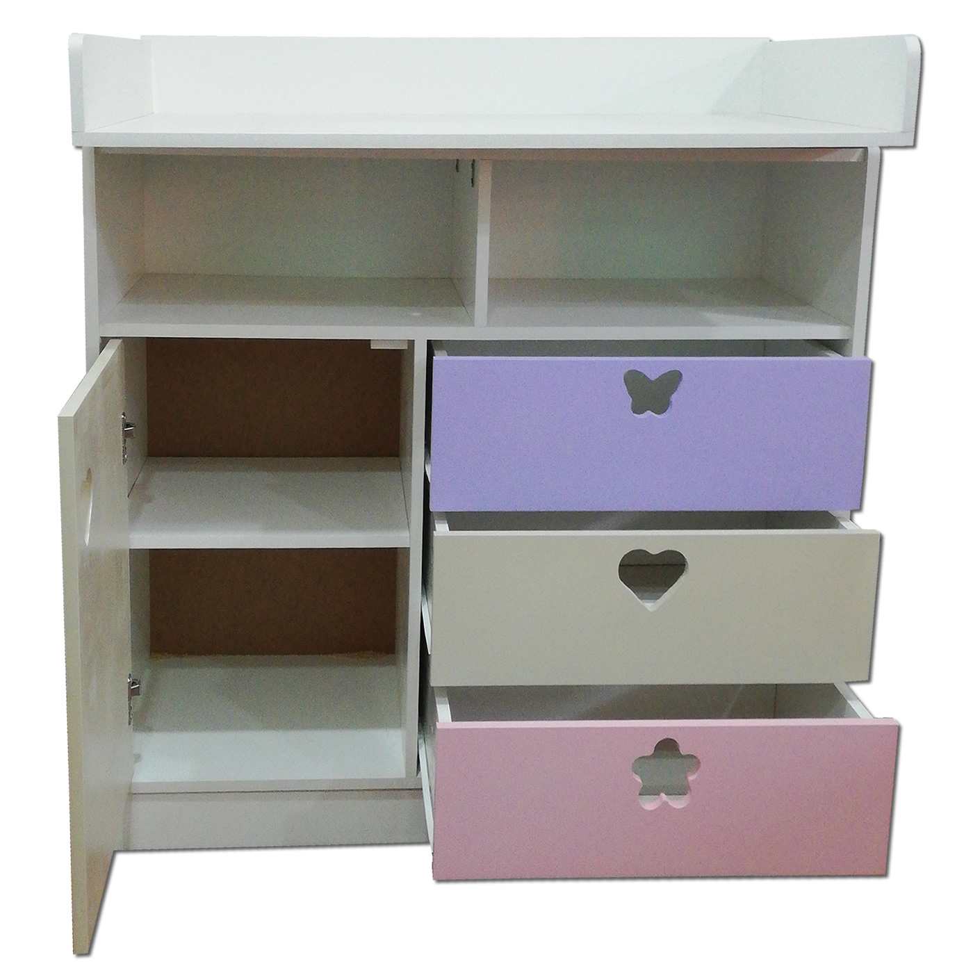 CÓMODA MUEBLES KIDS CREMA MUDADOR LILA ROSADO - 3
