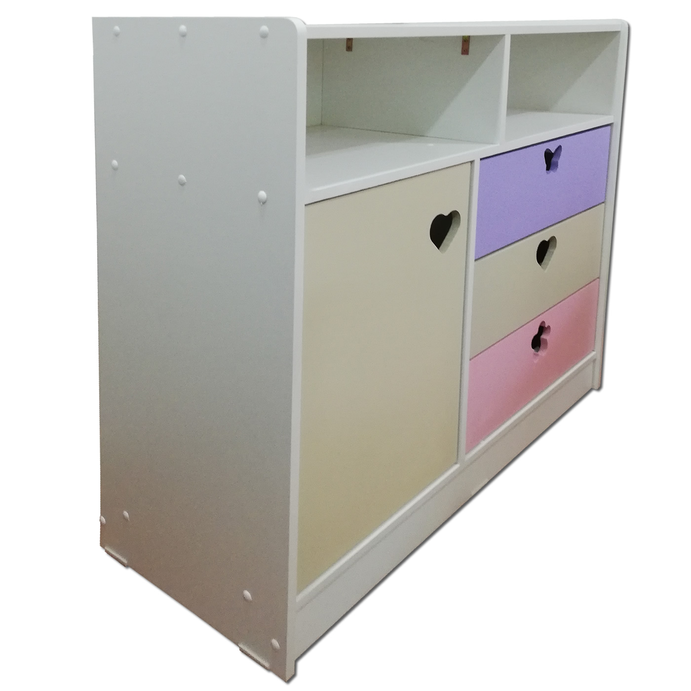 CÓMODA MUEBLES KIDS CREMA MUDADOR LILA ROSADO - 4