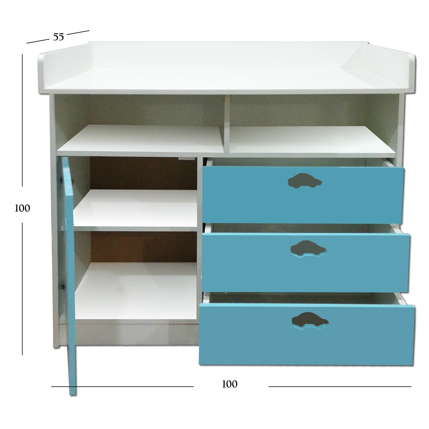 CÓMODA MUEBLES KIDS CELESTE MUDADOR AUTO - 4