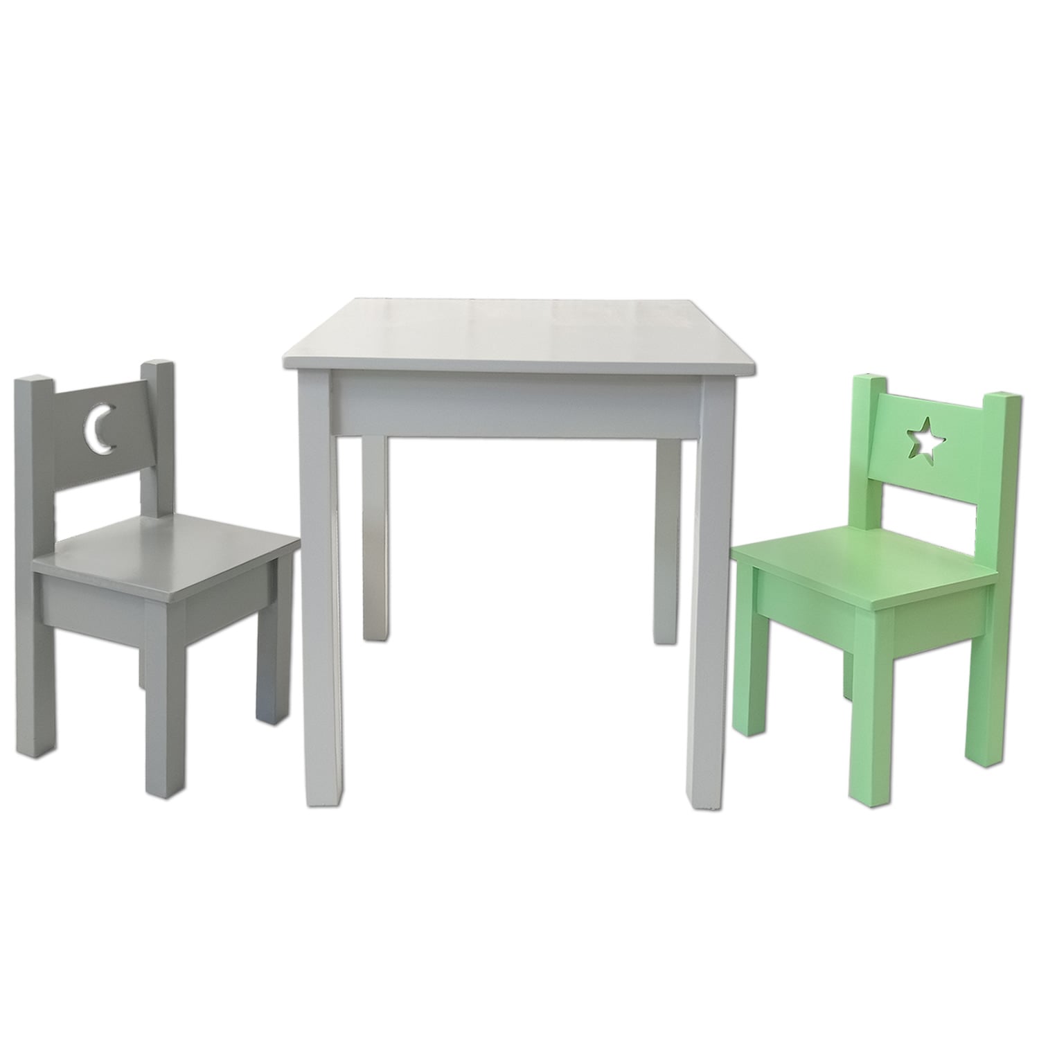MESA MUEBLES KIDS CON SILLAS INFANTIL GRIS VERDE - 1