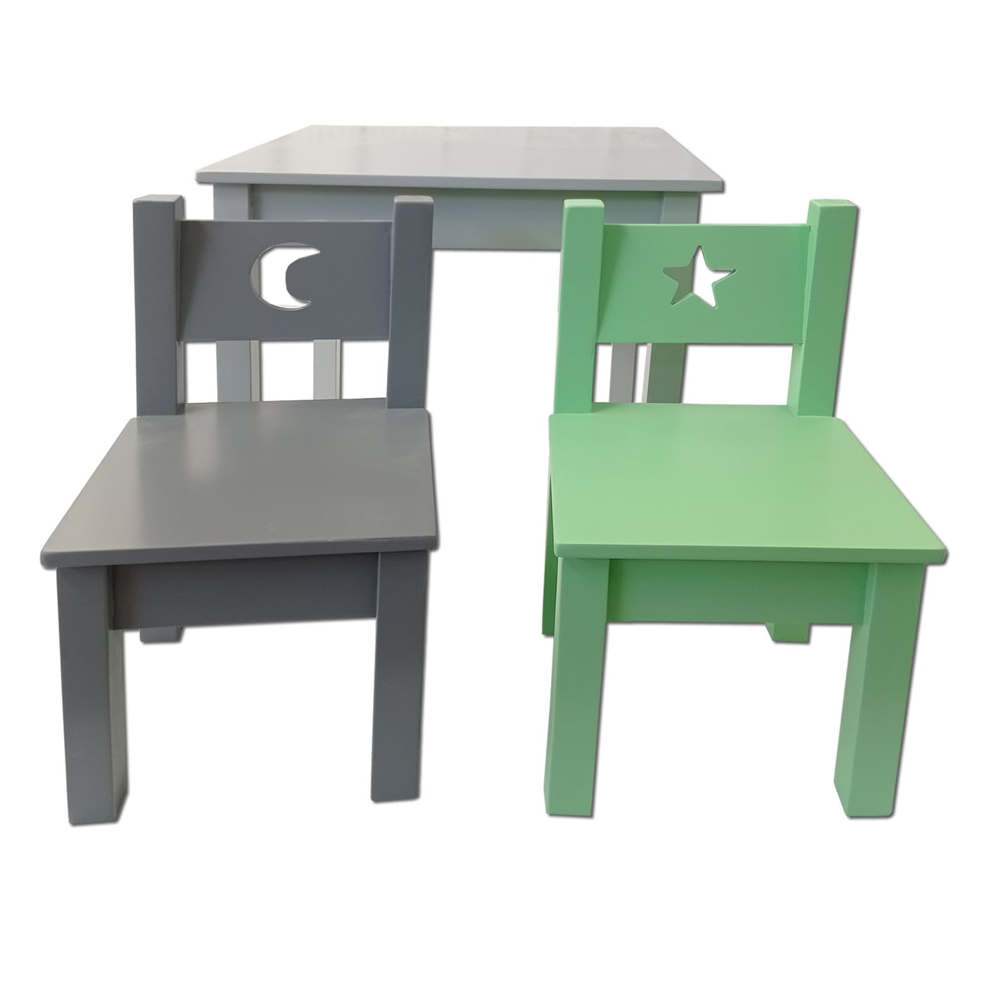 MESA MUEBLES KIDS CON SILLAS INFANTIL GRIS VERDE - 2
