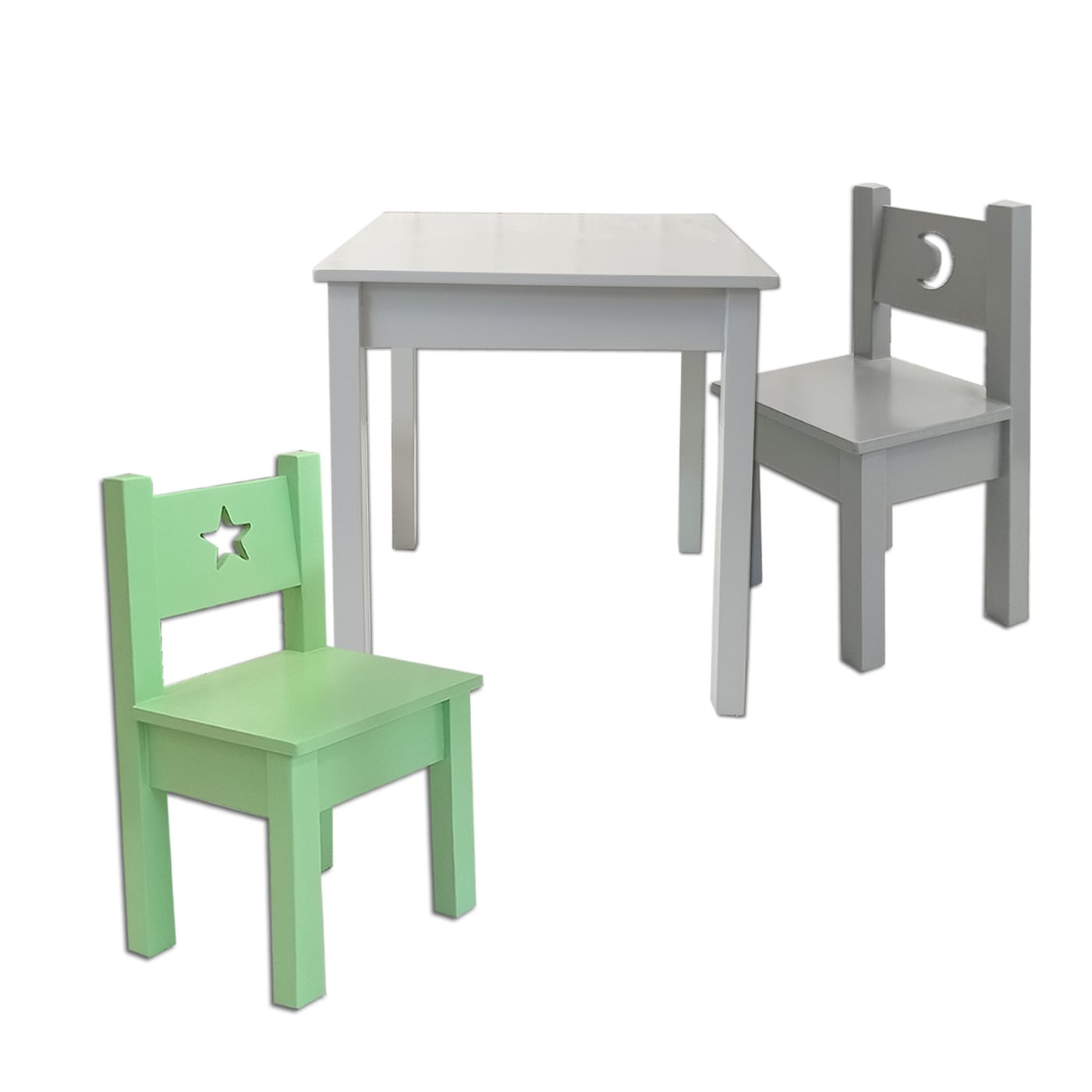 MESA MUEBLES KIDS CON SILLAS INFANTIL GRIS VERDE - 3