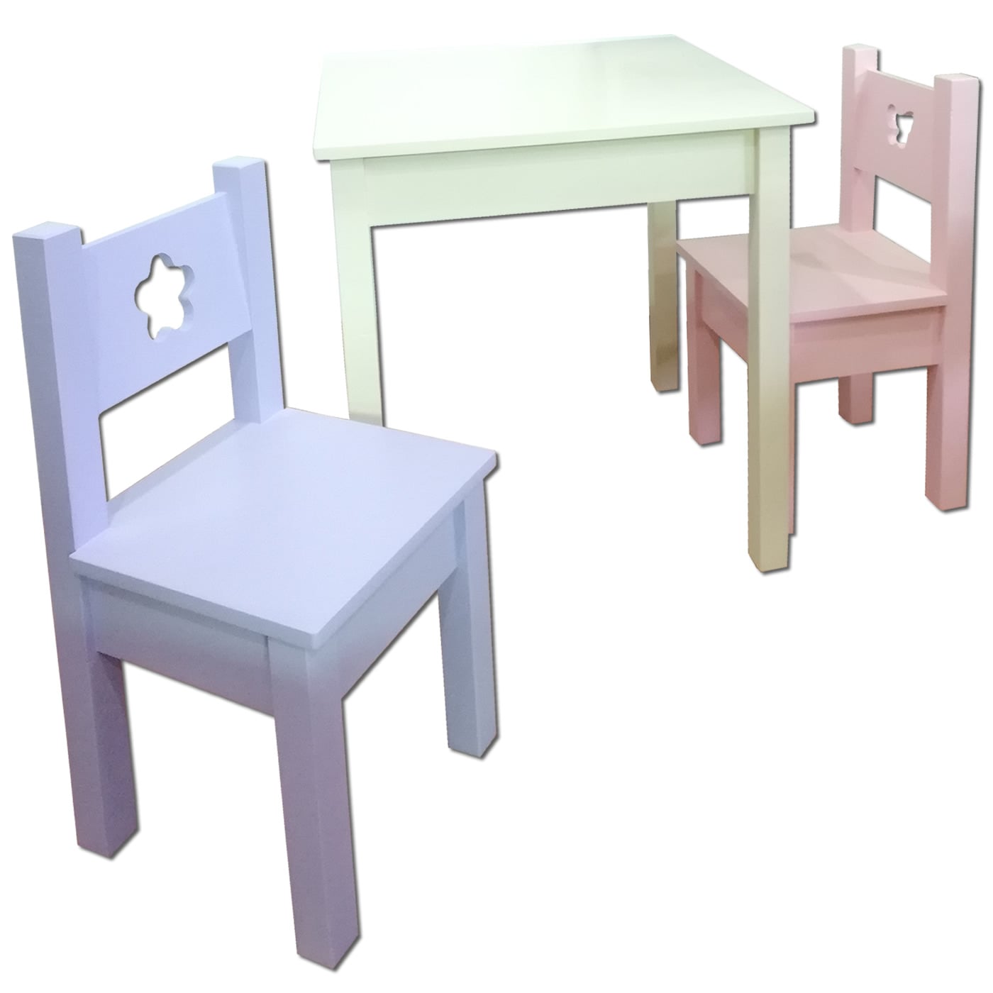 MESA MUEBLES KIDS CON SILLAS INFANTIL LILA ROSADA CREMA - 1