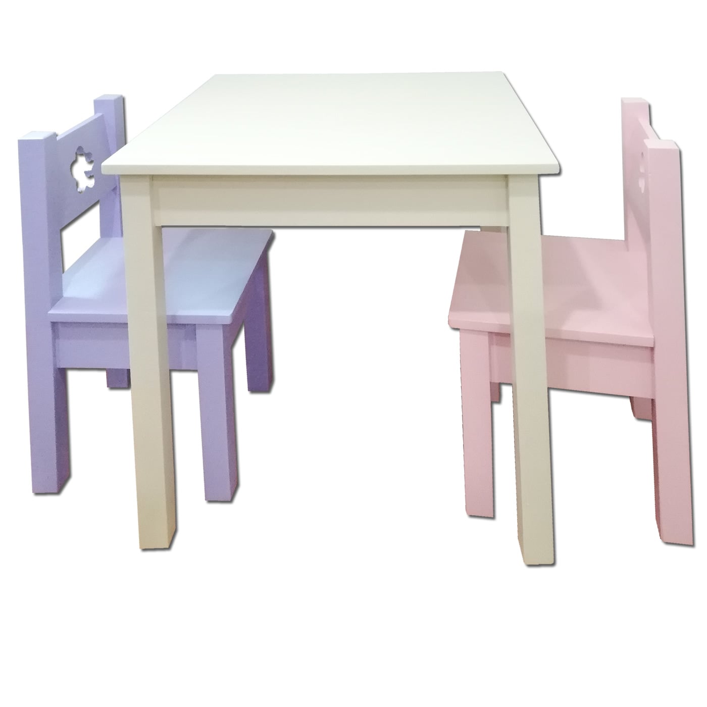 MESA MUEBLES KIDS CON SILLAS INFANTIL LILA ROSADA CREMA - 2
