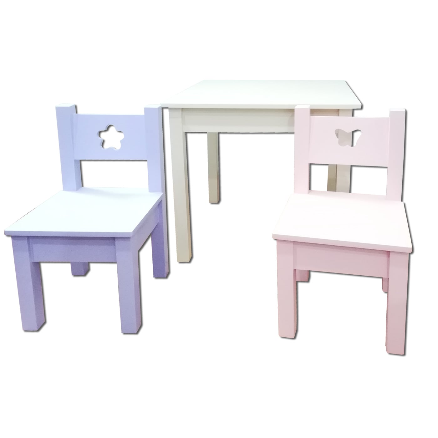 MESA MUEBLES KIDS CON SILLAS INFANTIL LILA ROSADA CREMA - 3