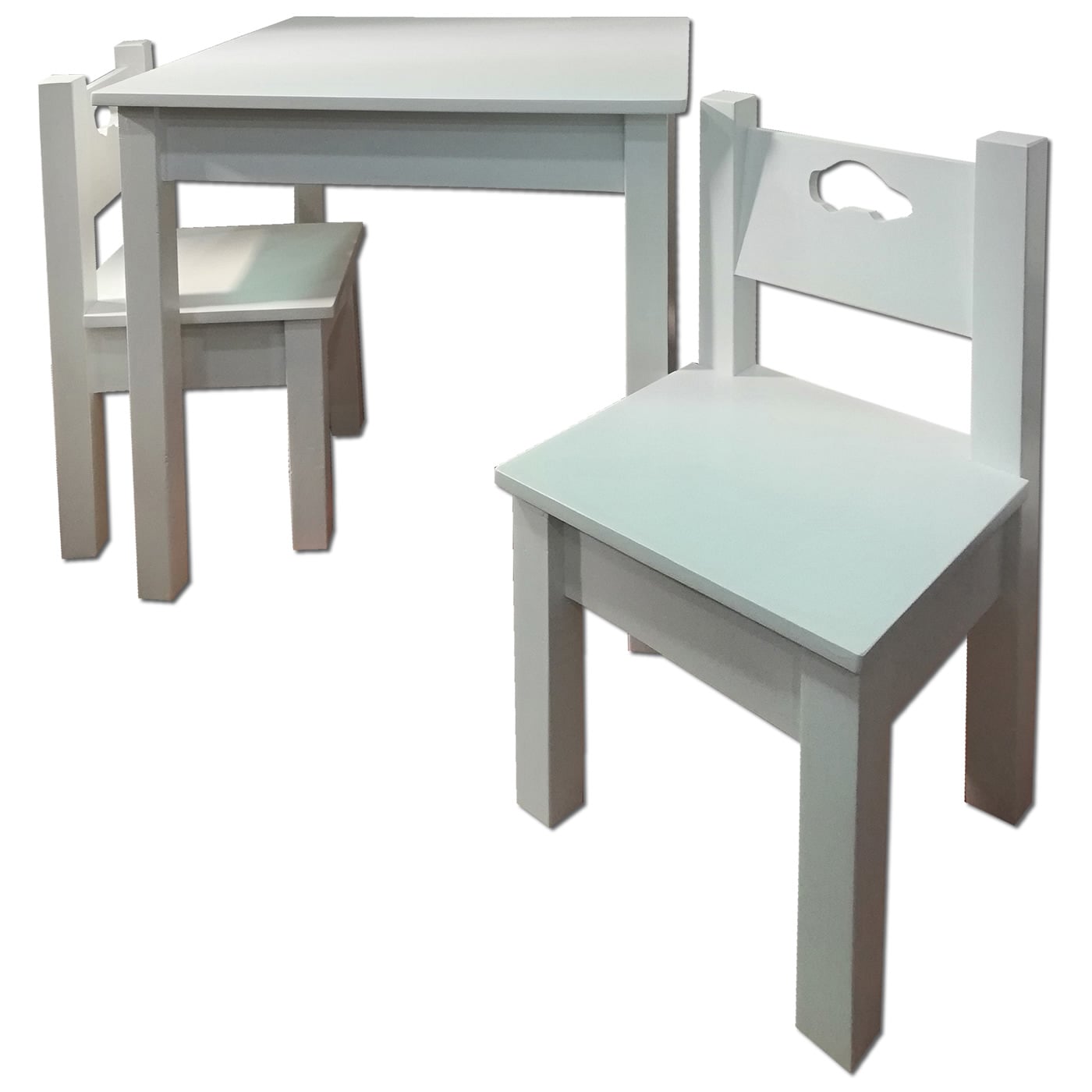 MESA MUEBLES KIDS CON SILLAS INFANTIL BLANCO AUTO - 1